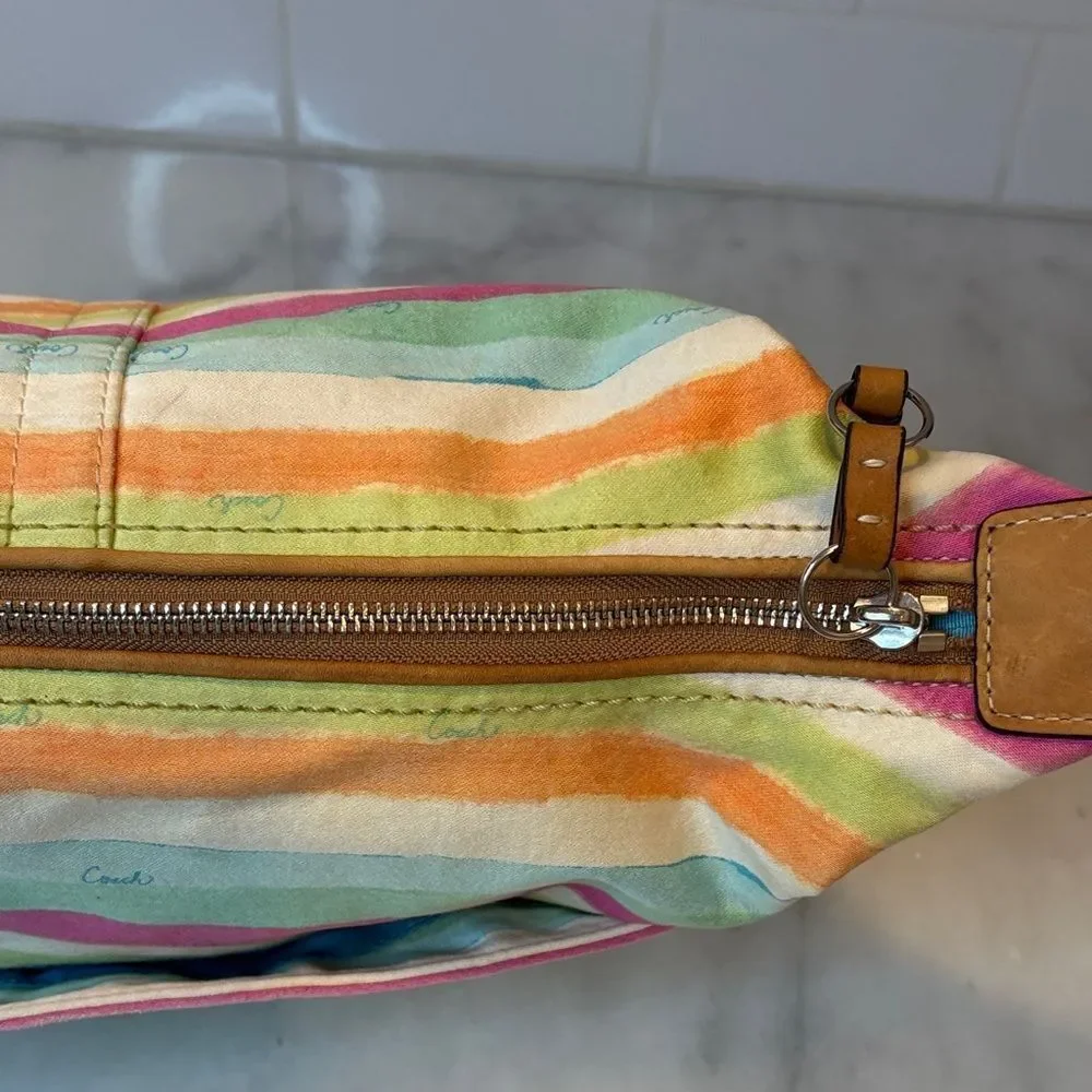 Coach Bag Purse Handbag Y2K Hampton Pastels Watercolor Stripe Hobo Shoulder Bag
